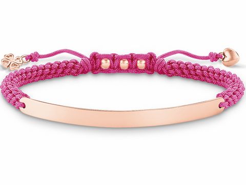 Thomas Sabo LBA0065-597-9-L21v Love Bridge Armband 15-21cm Silber verg. Roségold - Nylon pink