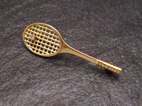 Tennisschläger als Brosche - Gold 333 SPORT 4,3 cm