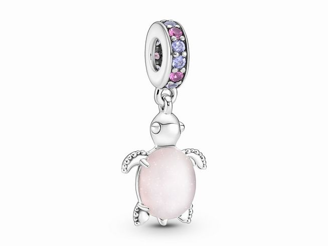 Pandora 798939C02 - Rosafarbene Meeresschildkröte Murano-Glas Charm-Anhänger - Sterling Silber Crystal Multicolor