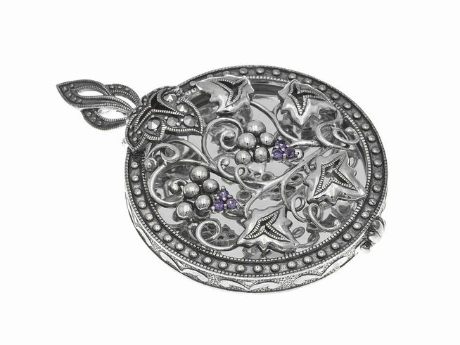 Medaillon nostalgisch - Amethyst - Sterling Silber - Fotoanhänger