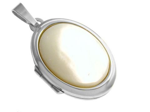 Perlmutt Cabochon - Weißgold 585 Medaillon