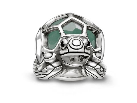 Thomas Sabo K0194-586-33 KARMA BEADS - Schildkröte - Silber geschw. - Aventurin - Zirkonia hellgrün