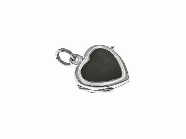 Medaillon - Onyx Herz - Sterling Silber 18 mm