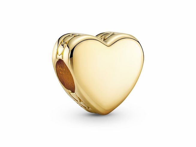 Pandora gravierbarer Herz-Charm - 762015C00 - Gelbgold vergoldet - schlicht