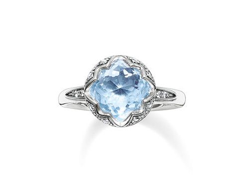 Thomas Sabo TR2028-644-1-52 Ring - Sterling Silber geschw. - synth. Spinell - Zirkonia - blau - Gr. 52