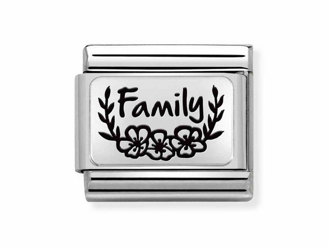 Nomination Classic Silber 330111 33 - Edelstahl - Sterling Silber charm - Family mit Blumen