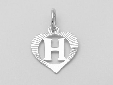 Herz Buchstabe H - Silber Anhänger - 925 Silber rho. - diamantiert