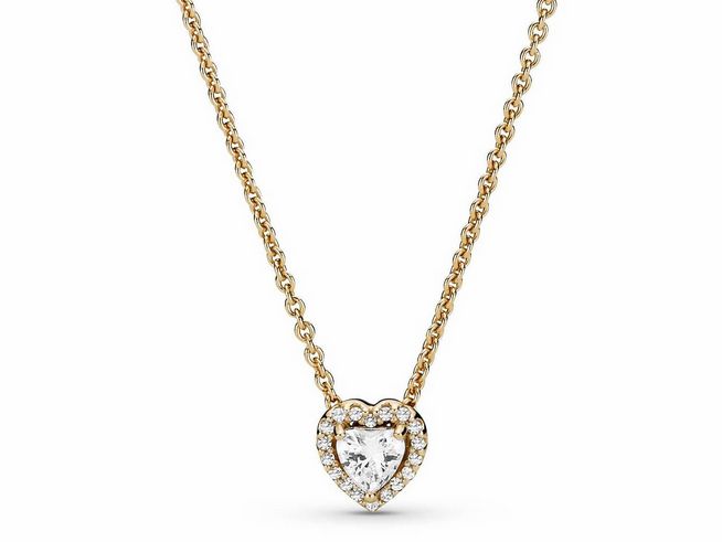 Pandora Gold 585 - 359520C01-45 &#10084 Herz Kette - Zirkonia 45 cm