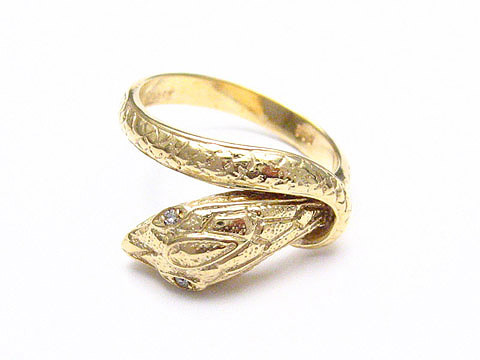 Gold 585/- 14 Karat Gold Ring Schlangenkopf Schlange Gr.60