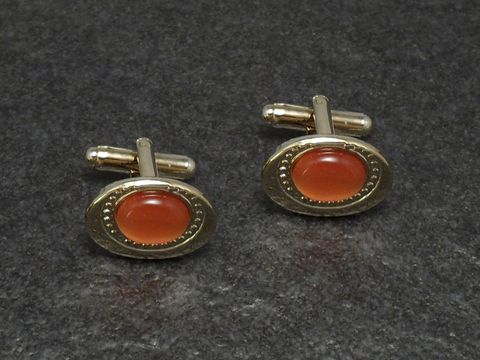 Manschettenknöpfe - ORANGE - DESIGN - 18,9 mm - goldfarben