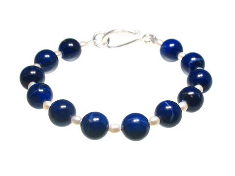 Lapis -Lapislazuli- Armband mit Zuchtperlen 10mm 21cm