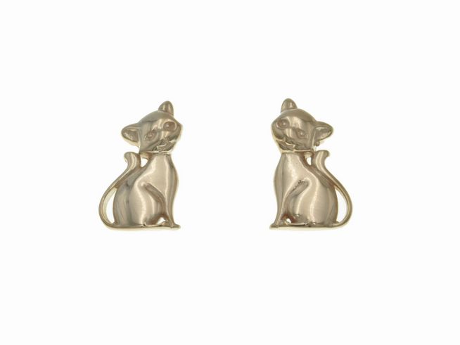 Ohrstecker Sterling Silber - Katze - poliert - vergoldet - Rosegold