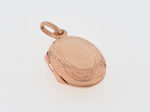 Silber Medaillon - Oval - Silber rosé vergoldet - filigraner Rand