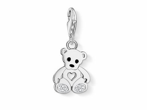 Thomas Sabo charms - Teddybär 1119-041-14 Sterling Silber + Email + Zirkonia - weiß