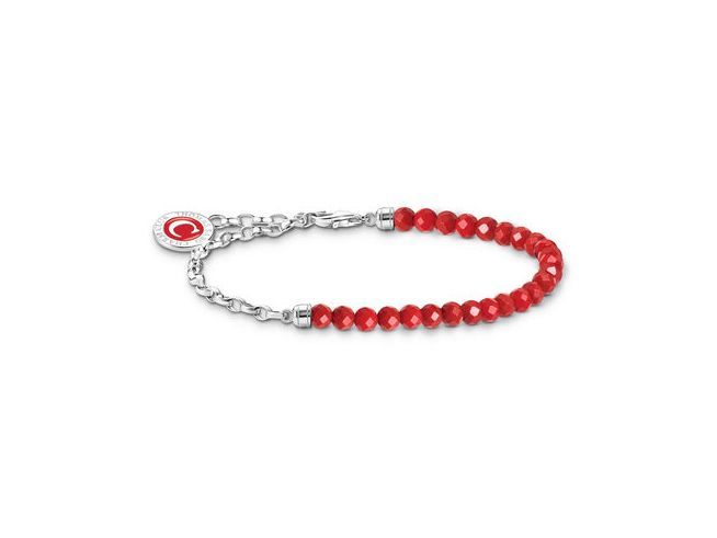 Silbernes Armband von Thomas Sabo mit roten Emaille-Gliedern, Länge 14 bis 17 cm, elegant und verspielt, ideal für stilvolle Akzente im Alltag.