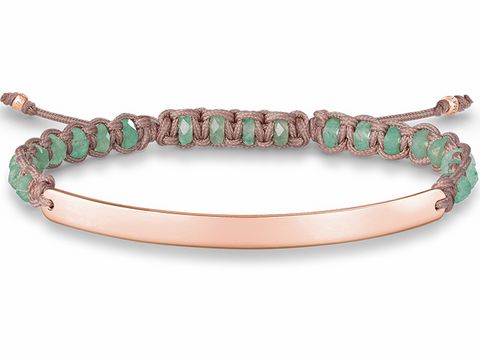 Thomas Sabo LBA0054-891-6-L21v Love Bridge Armband 15-21cm Silber verg. Roségold - Aventurin - Nylon grün