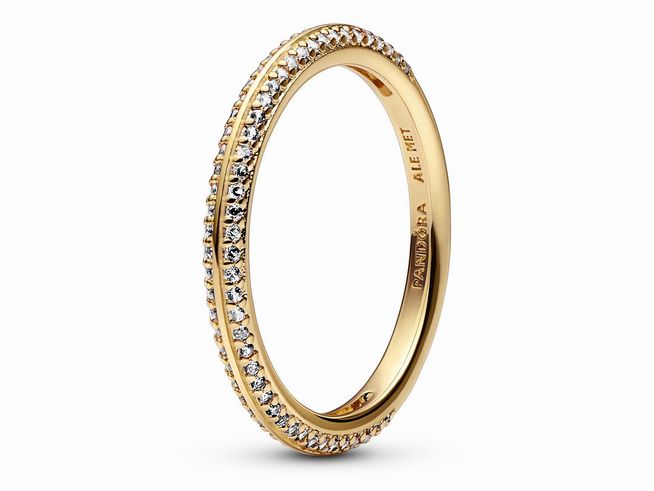 Pandora ME Ring in 585 Gelbgoldvergoldung mit klarem Zirkonia, filigran gefasst, Größe 48. zeitloses und elegantes Design für besonderen Schmuck. Ideal zum Kombinieren oder solo tragen.