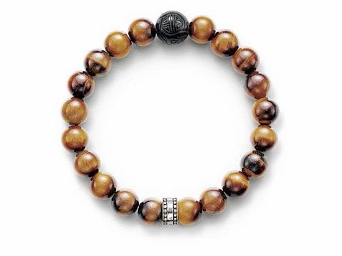 Thomas Sabo - A1408-806-2-L17,5 - Armband 17,5 cm - Silber - geschwärzt - Obsidian - Tigerauge braun - Sterling Silver