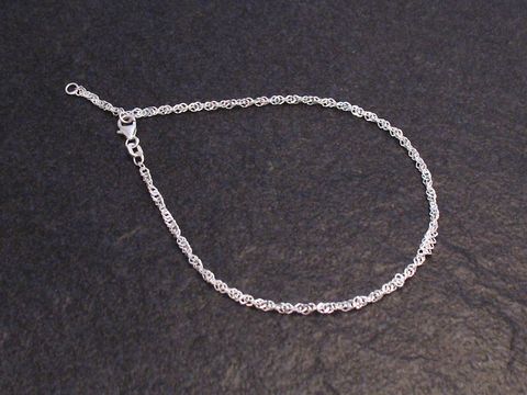 Fußkettchen Kordel - Sterling Silber Länge 23 bis 25 cm