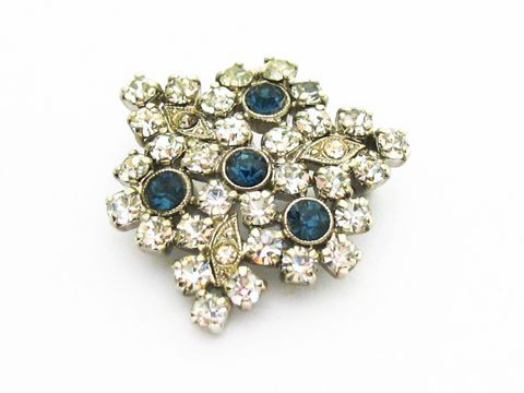 Strass Brosche -Eckig- Blau u. weiß & Gefasst -NEU-