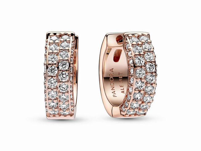 Pandora 282622C01 Pandora Doppelreihige Pavé Ohrringe - Roségold Vergoldung