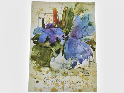 Einladungskarte - Aquarell Blumenstrauß - Set mit 5 Karten