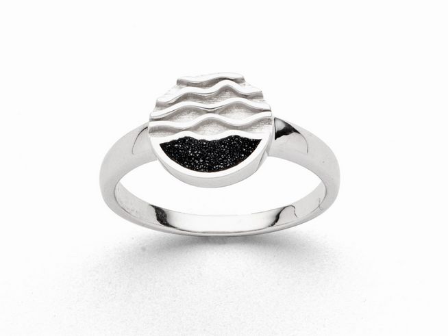 DUR Strandwellen R5979.54 - Sterling Silber Ring - rhodiniert - Lavasand - Gr. 54