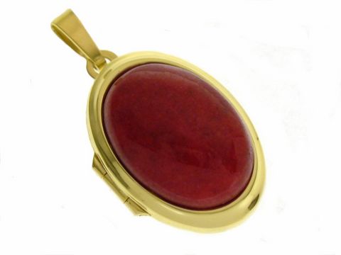 Jade rot Medaillon - Cabochon - Gold 750