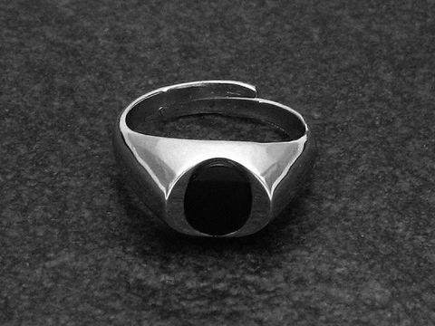 Silberring rho. DESIGNBETONT Gr. verstellbar - Onyx