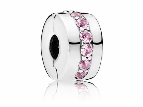 Pandora 791972PCZ Pink Shining Path Clip Charm aus Silber mit funkelnden rosa Zirkonia Steinen, stilvolles Accessoire für Armbänder, elegant und zeitlos.