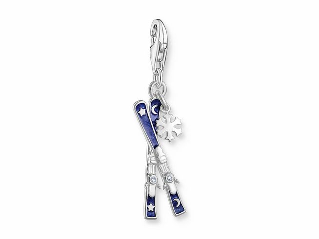 Thomas Sabo 2059-041-32 Charm-Anhänger - Ski - Silber & Emaille & Zirkonia - dunkelblau