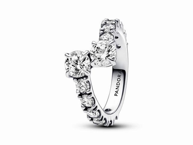 Pandora 193149C01-60 - Glitzernder Überlappender Band-Ring - Silber - Zirkonia klar - Gr. 60