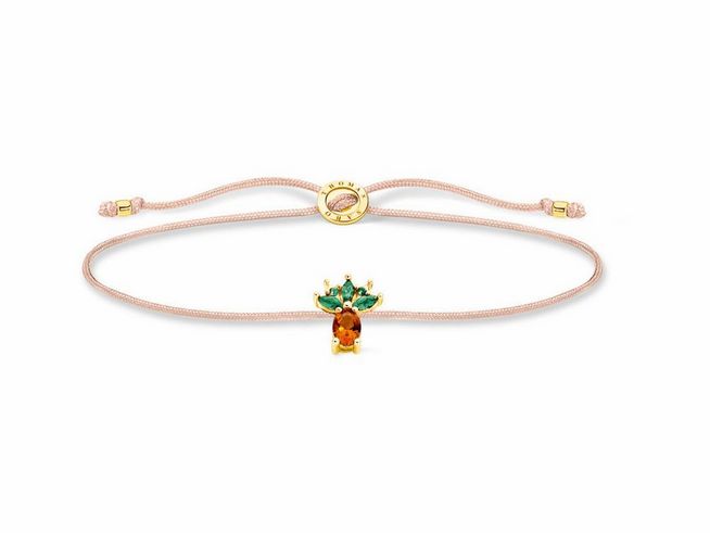 Thomas Sabo Armband - LS129-472-7-L20V - Sterling Silber vergoldet Gelbgold - Glas-Keramik Stein - Nylon - mehrfarbig - 13 - 20 