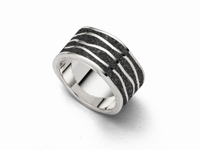 DUR Ring - Strandwellen - Lavasand - R4832.54 - Sterling Silber rhodiniert - Gr. 54