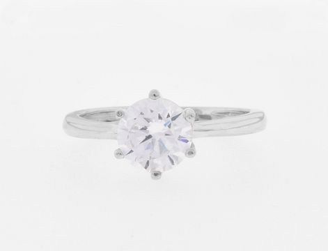 Silber Ring - rhodiniert - Zirkonia klar - elegant - Gr.: 54 - 8,3 mm