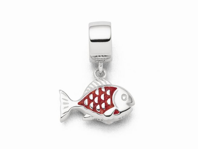 DUR Schmuck F299 - Sterling Silber Charm Fisch Koralle - Koralle -