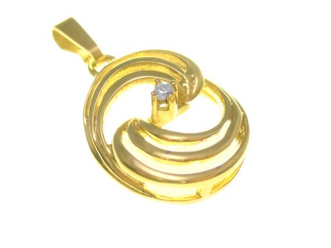 Gold Anhänger - Gold + Diamant 0,015 ct - poliert