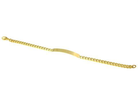 Gold Panzer Armband mit Gravurplatte - Gold 585 - 21cm