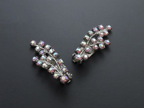 Strass Ohrclip - charmant - rosa-schimmer - Strass Schmuck