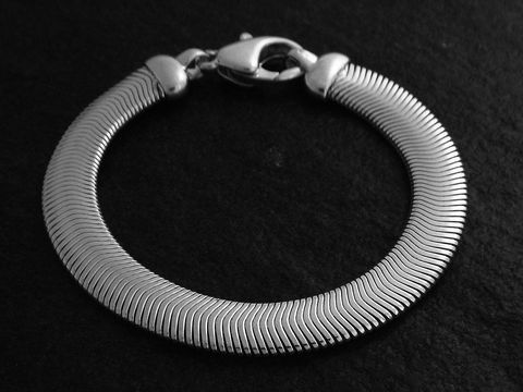 Silberarmband - extravagant 21 cm Schlangenkette flach