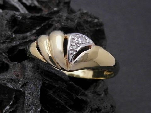 Gold Ring - modisch - Gold 333 bicolor - Diamant - Goldring - Gr. 56,5