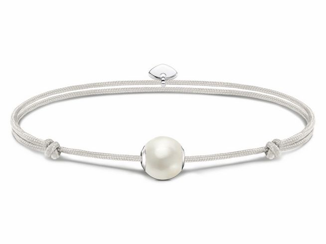 Thomas Sabo A2115-170-14-L22V Armband - Textil mit Karma Bead - Silber & Nylon & Zuchtperle - Weiß - bis 22 cm