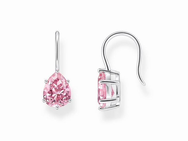 Thomas Sabo Essentials H2290-051-9 Ohrringe - Ohrhänger mit großem Zirkoniatropfen - Silber & Zirkonia - Rosa-Pink