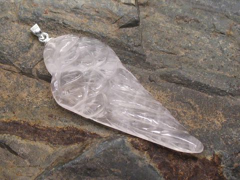 Flügel aus Rosenquarz - 5 cm Silber Öse -WING- Engel