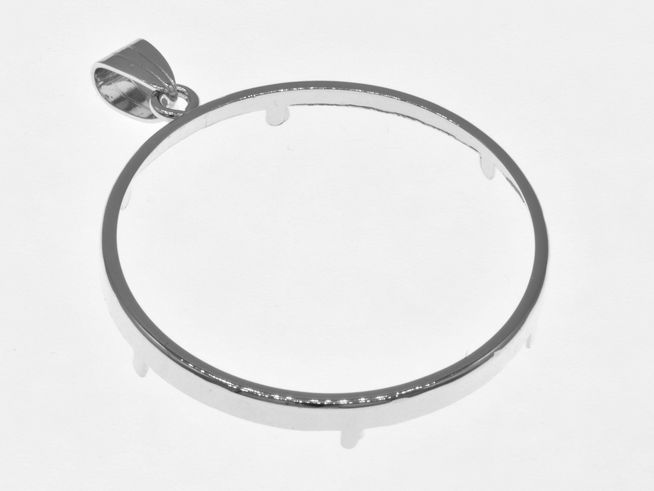 Münzfassung Anhänger - schlicht - 37 mm max. Münzen Durchmesser - 925 Sterling Silber rhodiniert