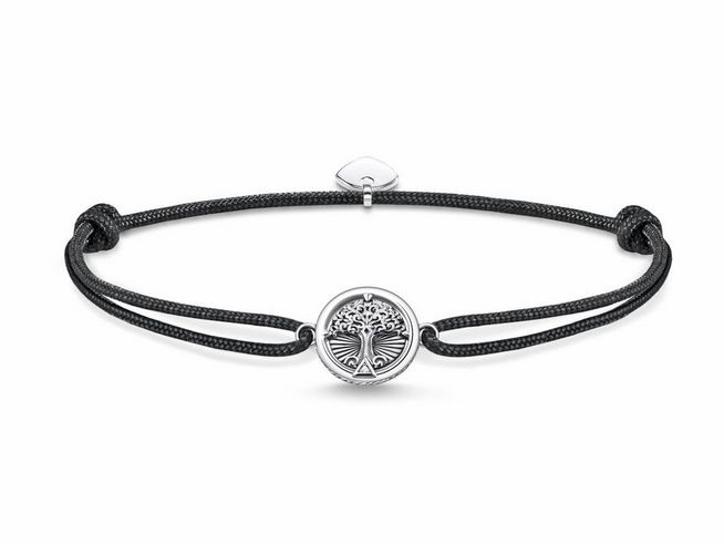 Thomas Sabo Lebensbaum Armband LS133-889-11-L22V Sterling Silber + Nylon + Zirkonia - schwarz - 16 - 27 cm