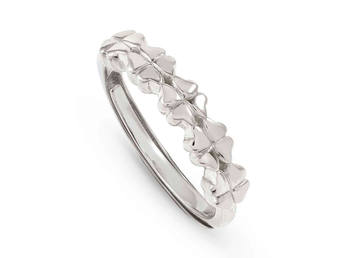 Rhodinierter Ring aus Sterlingsilber von Nomination mit einem Kleeblatt-Design, elegant und stilvoll, erhältlich in den Größen 11 bis 17.