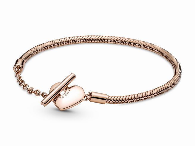 Pandora 589285C00-16 - Pandora Herz T-Verschluss Schlangen-Gliederarmband - Roségold Vergoldung - 16 cm