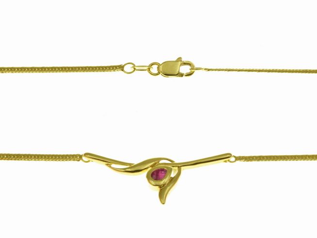 Mittelteilcollier Gelbgold 333 Rubin - 41,5 cm - verschlungen