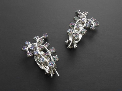 Strass Ohrclip - elegant - bunt - Strass Schmuck